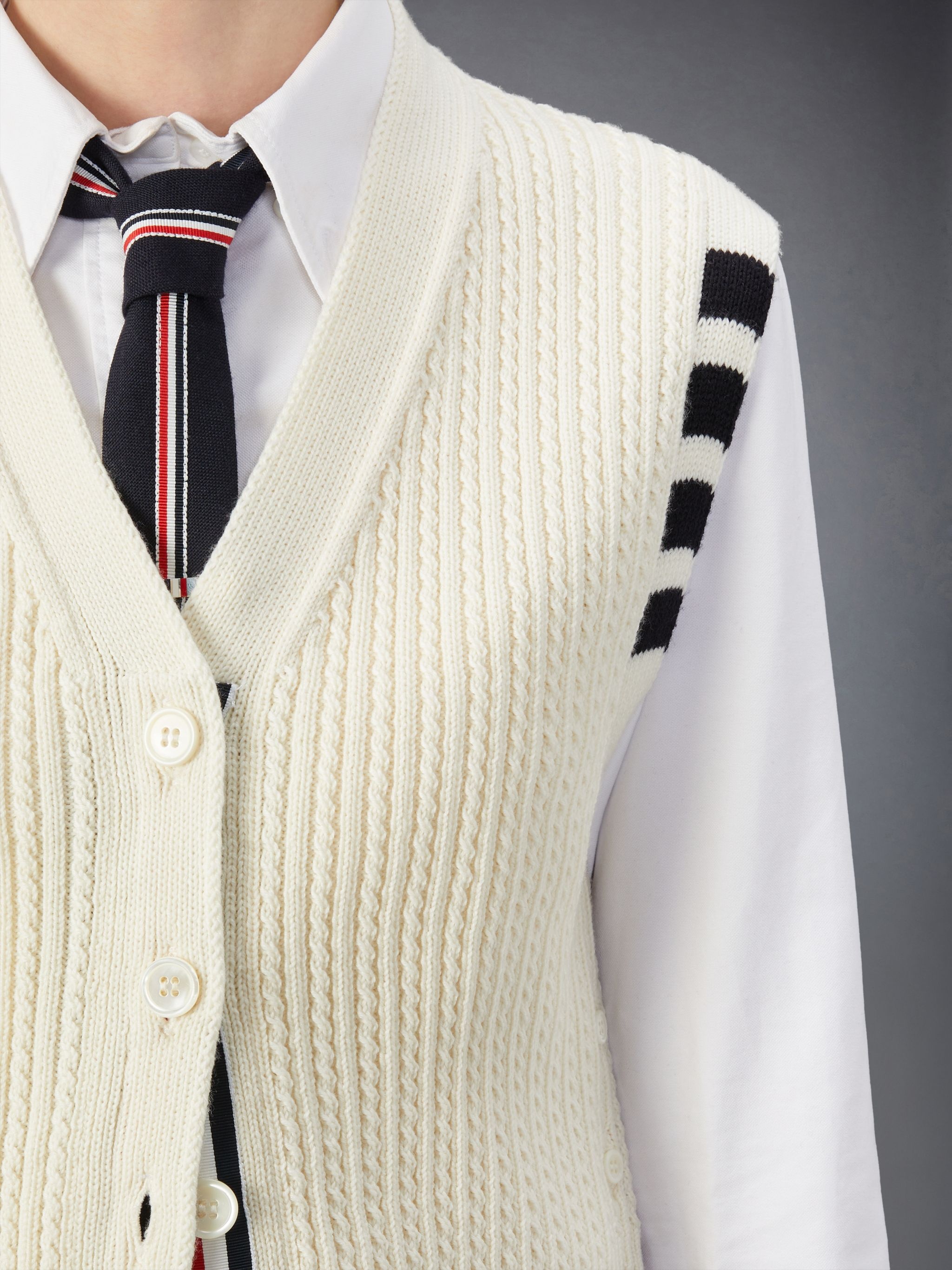cropped cable-knit vest - 6
