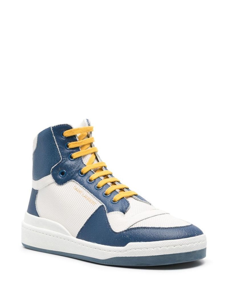SAINT LAURENT colour-block high-top sneakers outlook