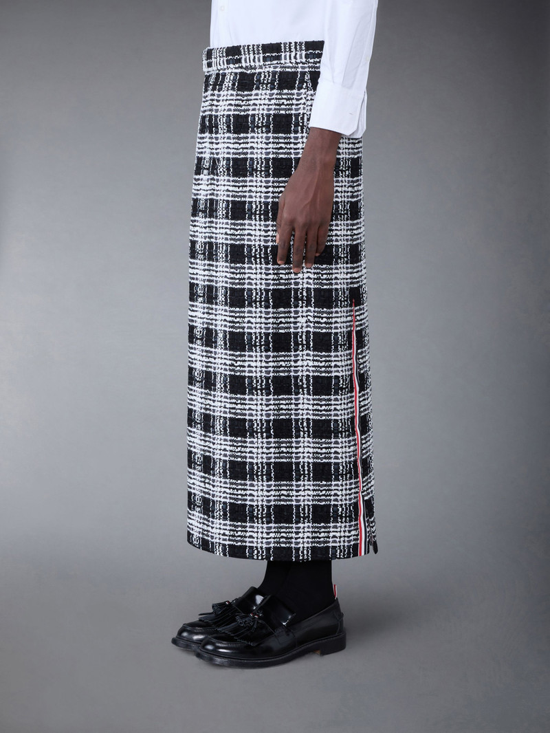 Thom Browne Check Chenille Tweed Low Rise Pencil Skirt outlook