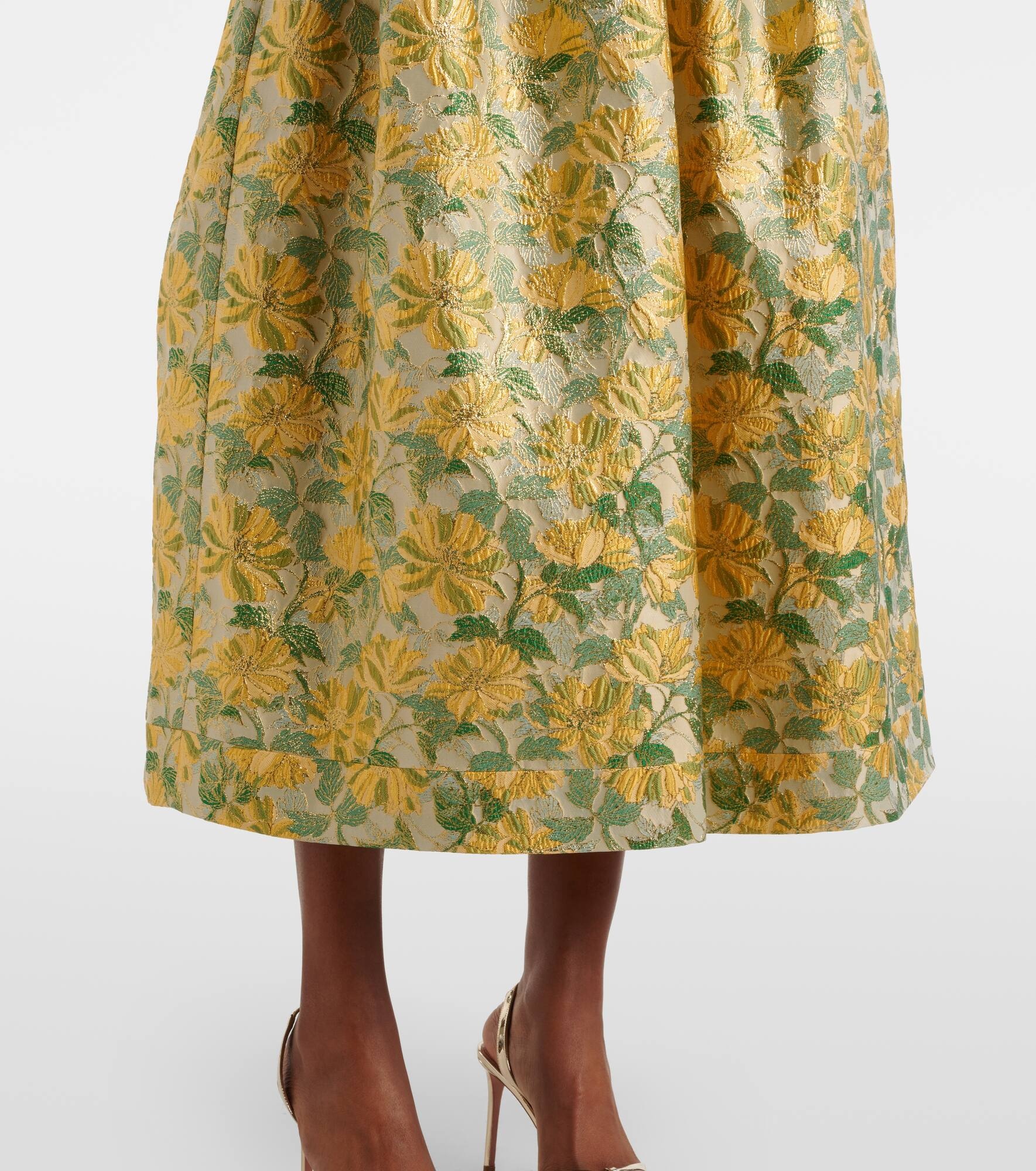 Floral lamé jacquard gown - 5