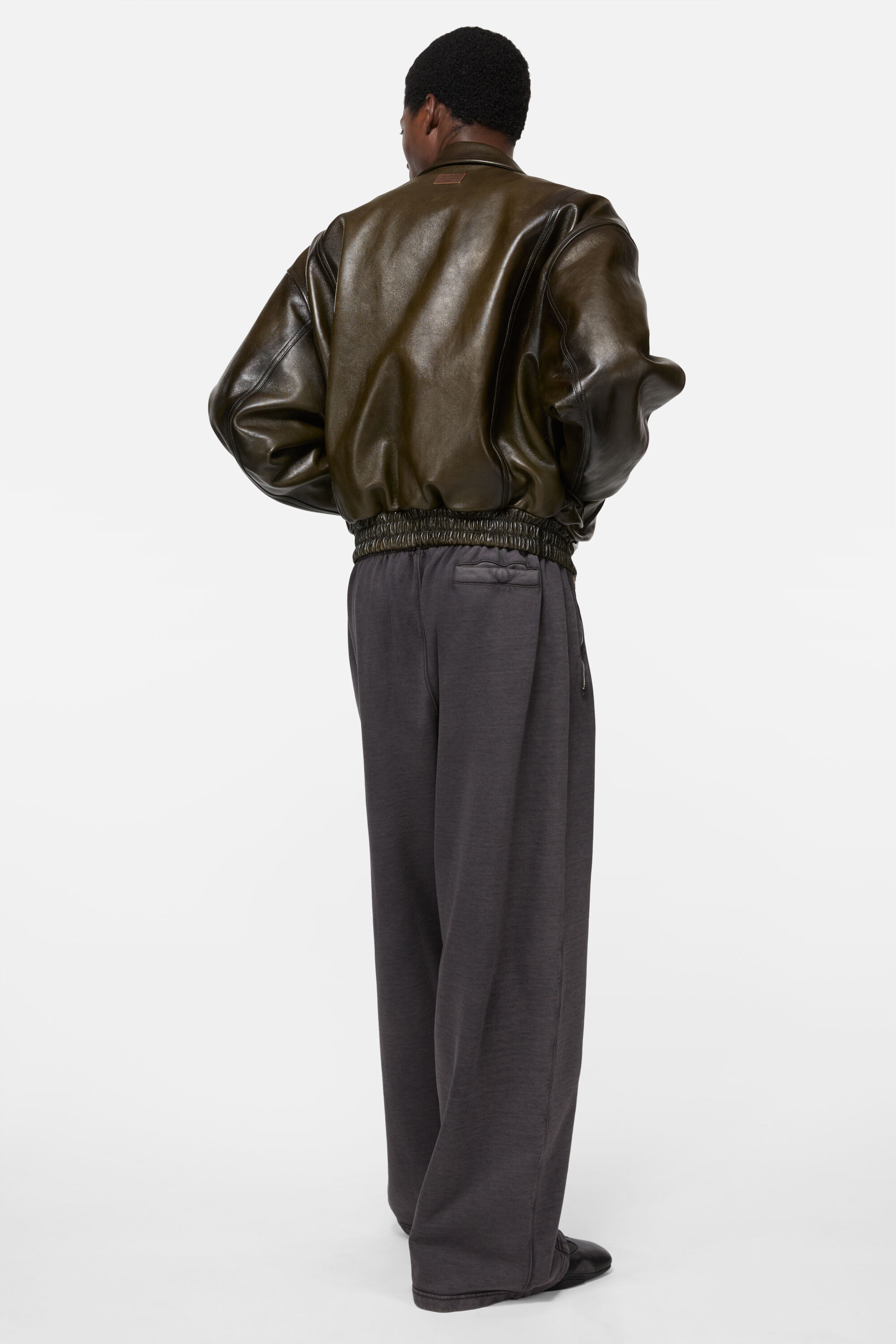 Leather bomber jacket - Vintage green - 3