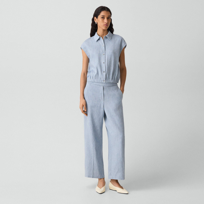 Theory Cap-Sleeve Shirt in Fluid Linen outlook