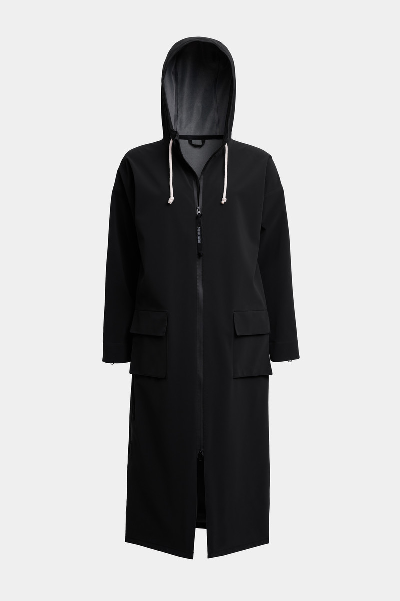 Sandviken Long Zip Matte Raincoat Black 7