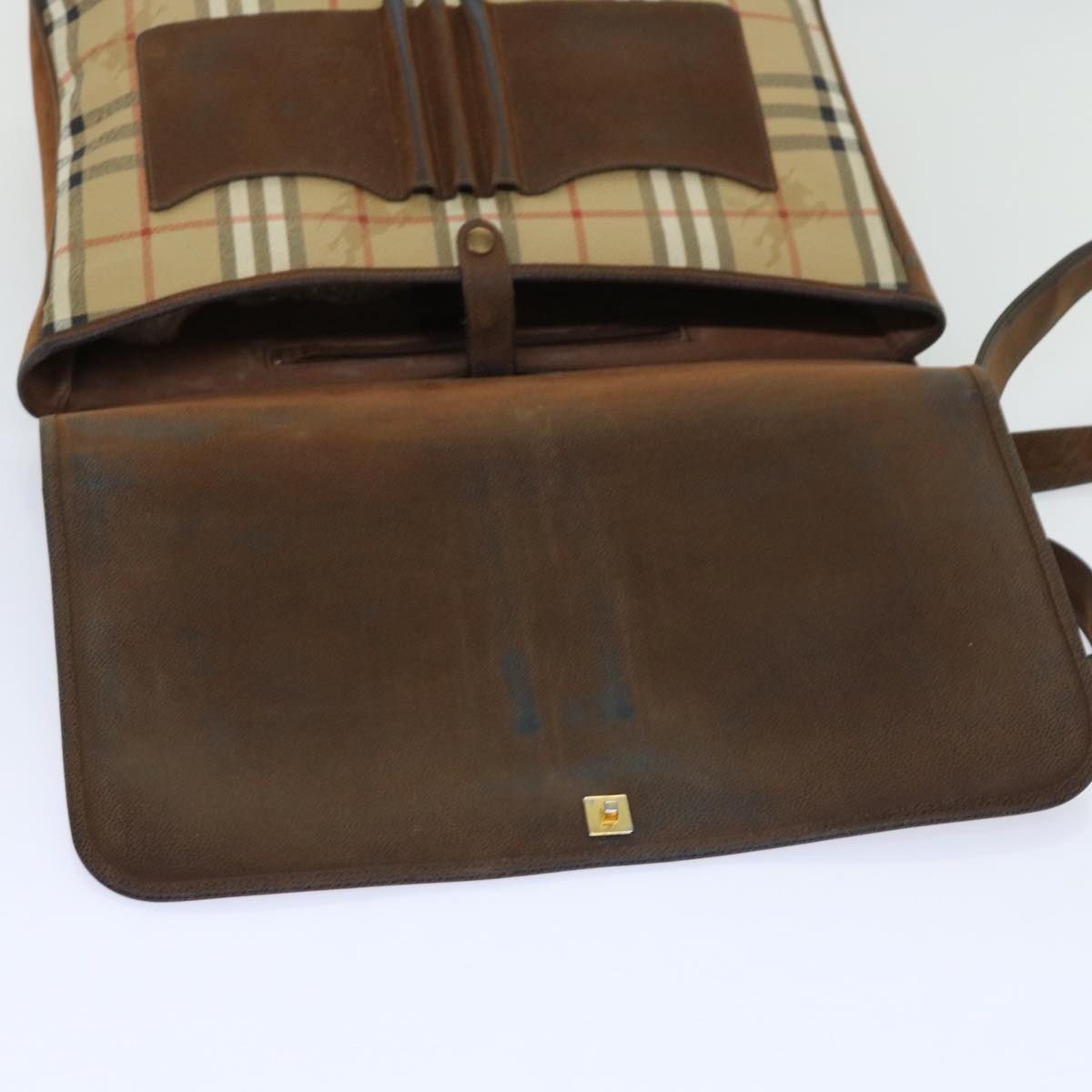 Burberry Nova Check Business Bag Pvc Leather Beige - 10