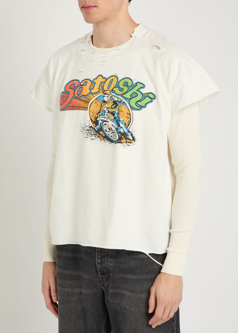 SATOSHI NAKAMOTO Satoshi Nakamoto 1977 Dirtbike Layered Cotton T-shirt outlook