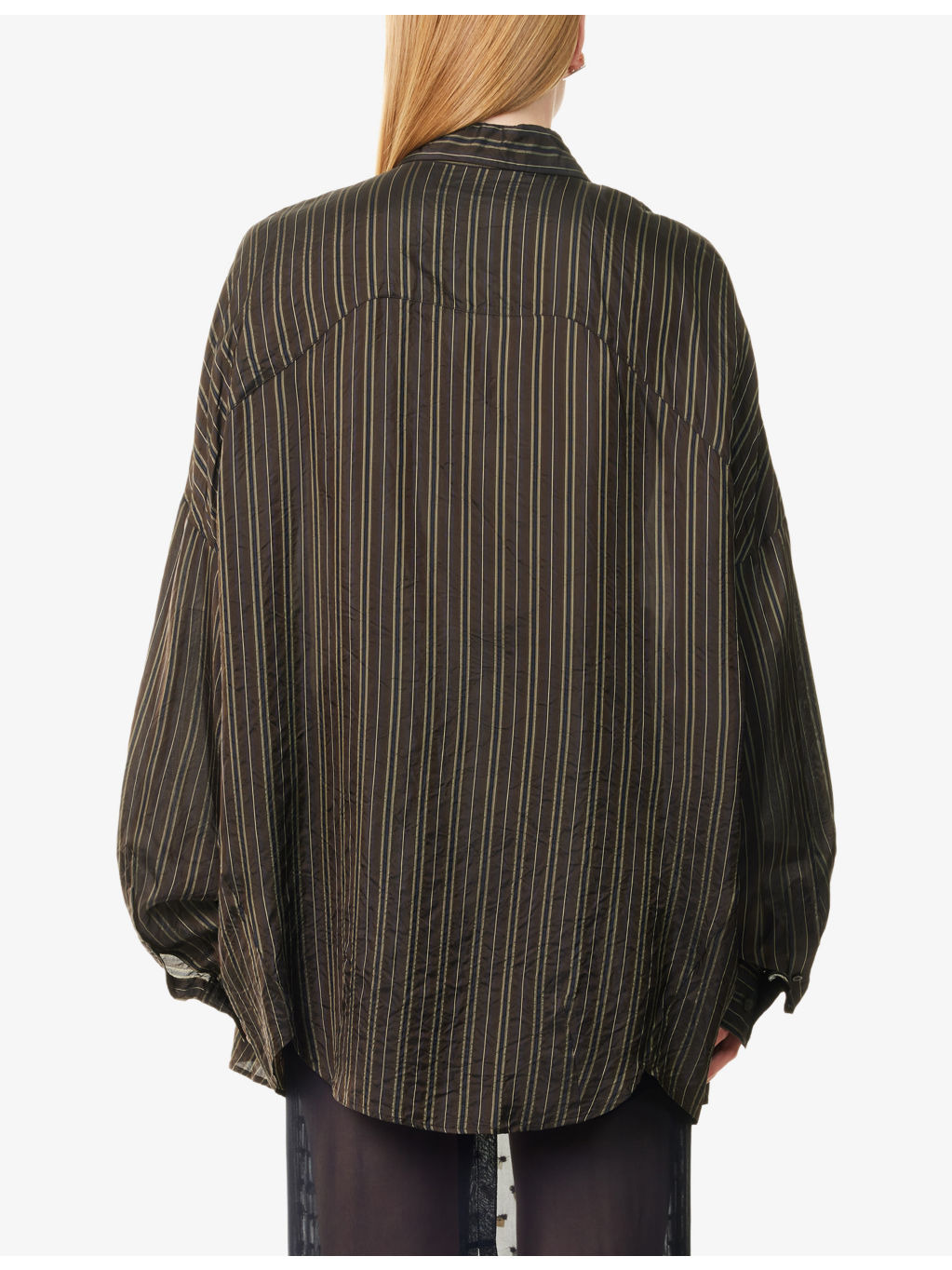 Casia Oversized Stripe-Print Crepe Shirt - 4