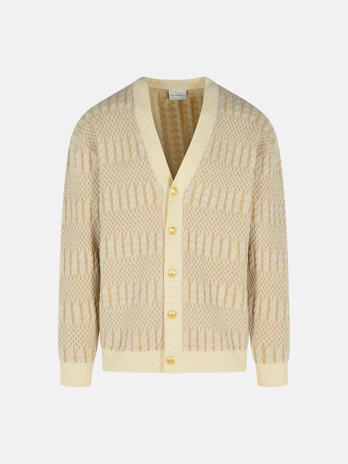 CREAM MERINO WOOL CARDIGAN - 1