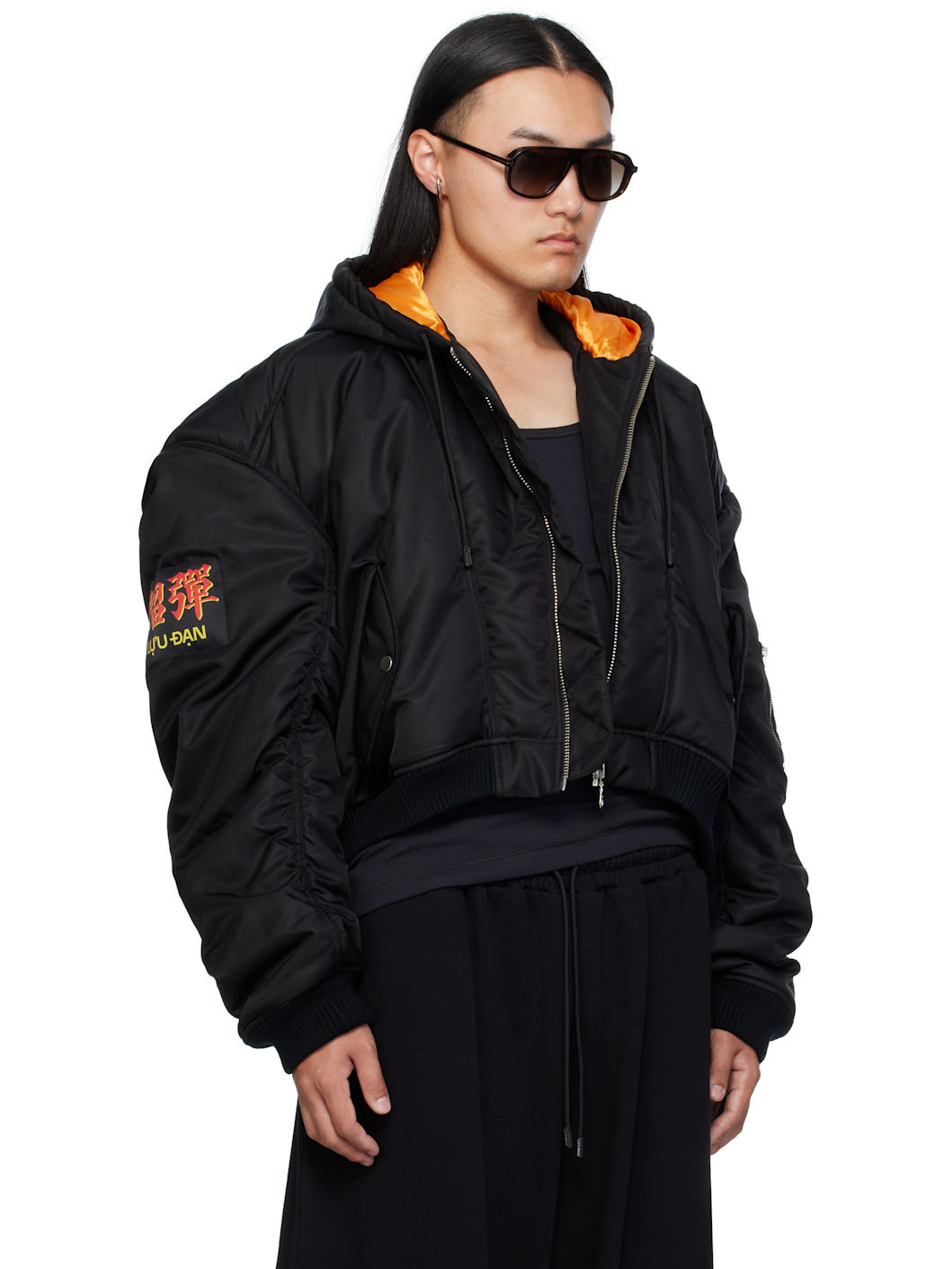 Black Patch Bomber Jacket - 2