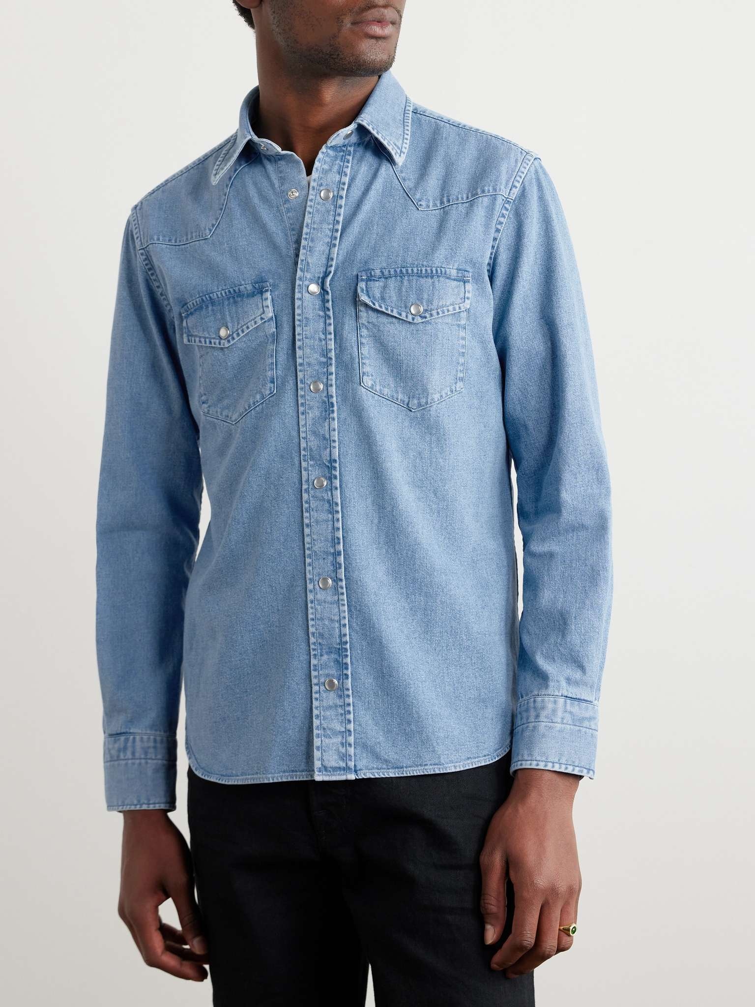 Slim-Fit Denim Western Shirt - 3