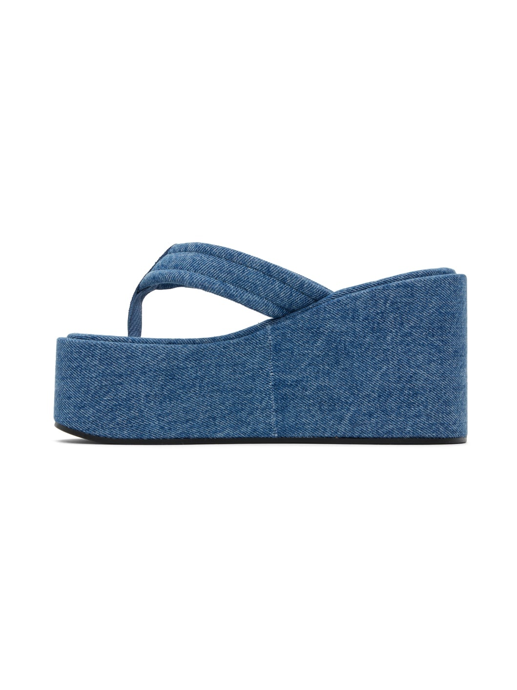 Blue Denim Branded Wedge Sandals - 3