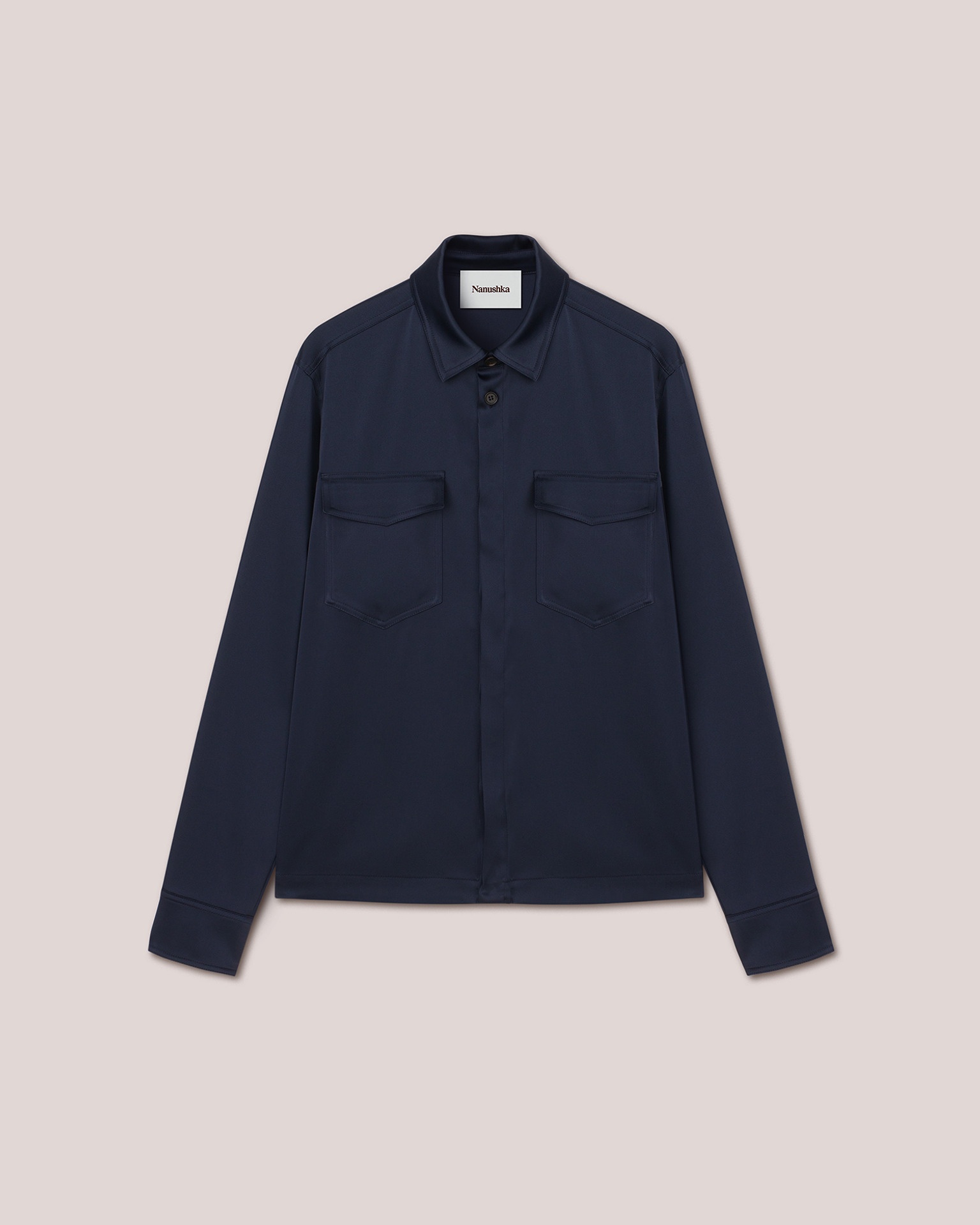 FLORIAN - Technical satin long sleeve - Navy - 1