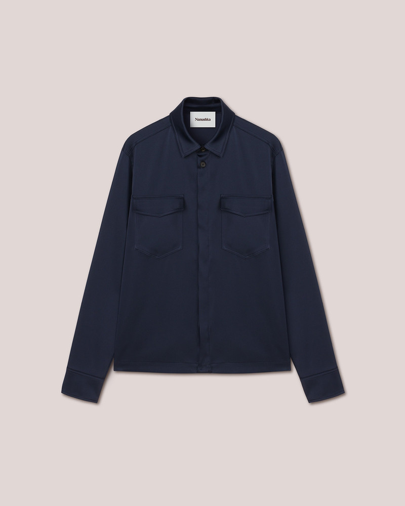 FLORIAN - Technical satin long sleeve - Navy 1
