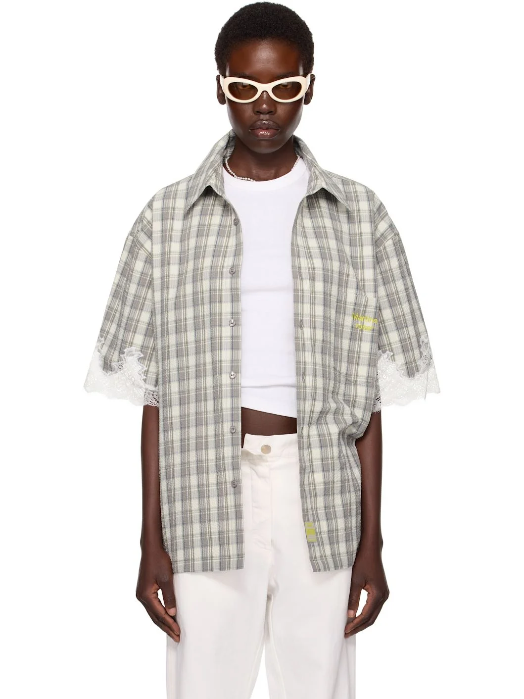 SSENSE Exclusive Gray Lace Shirt - 1