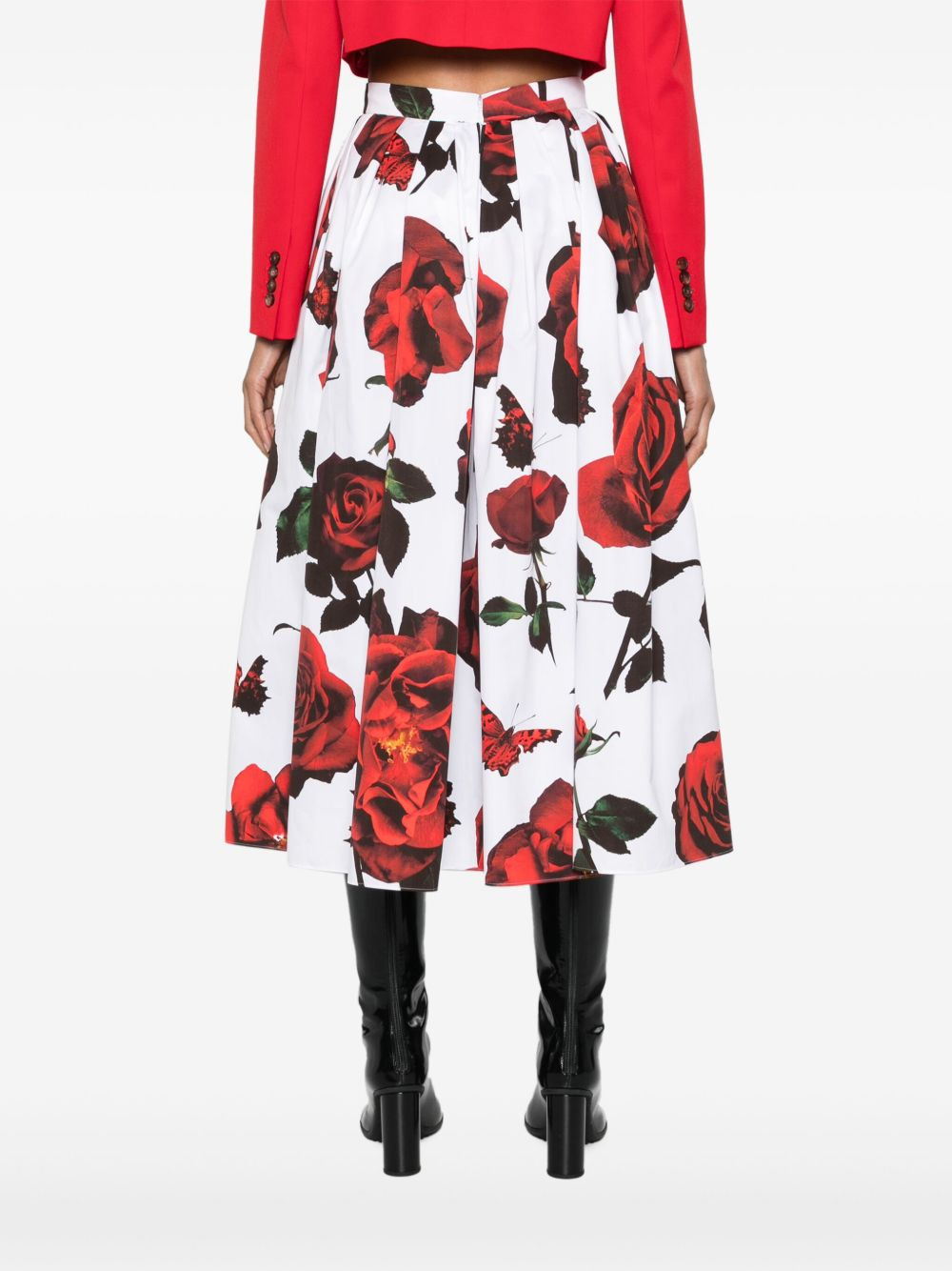 Tudor Rose-print cotton skirt - 4