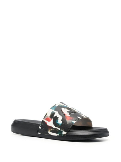 Alexander McQueen graphic logo print pool slides outlook