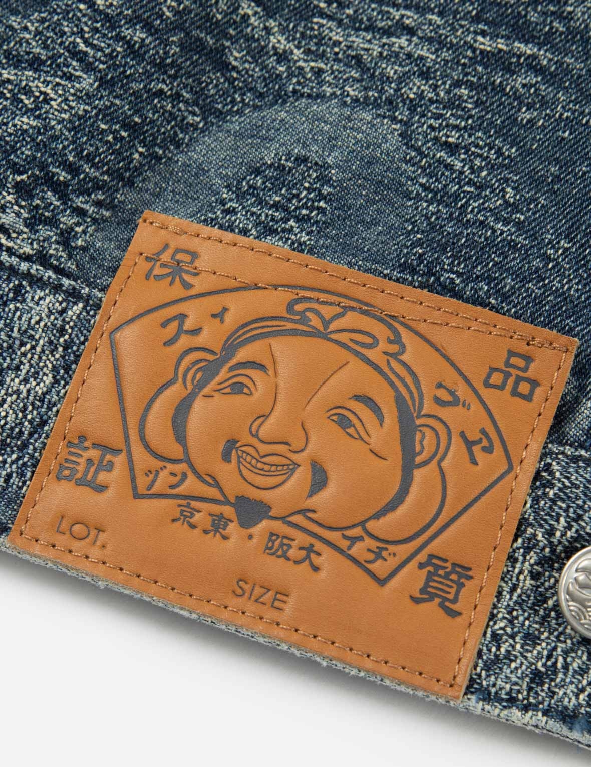 ALLOVER POCKET PRINT AND SEAGULL EMBROIDERY LOOSE FIT DENIM JACKET - 12