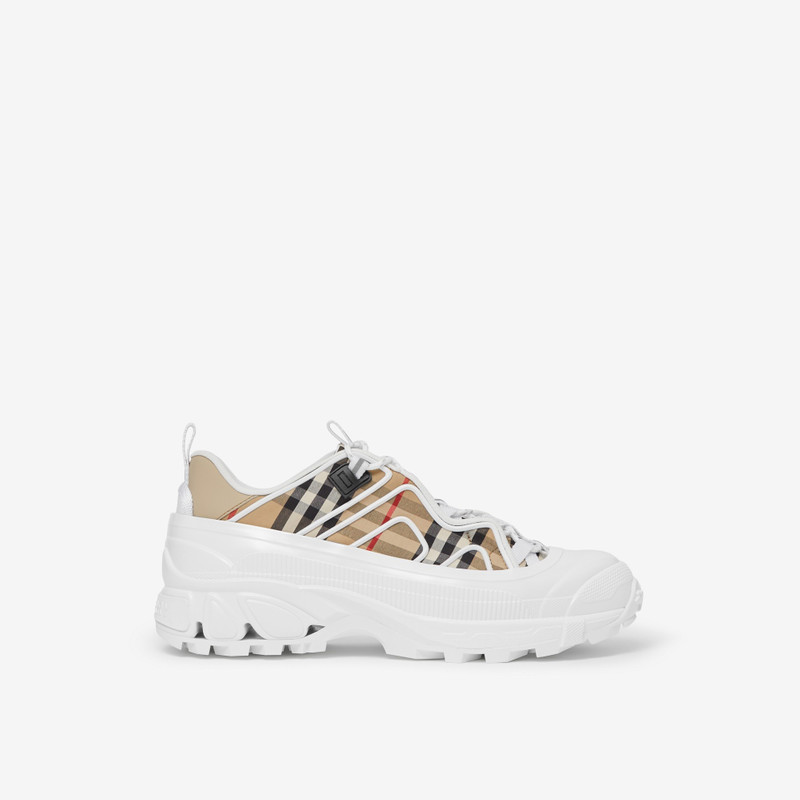 Vintage Check Cotton and Leather Arthur Sneakers - 1