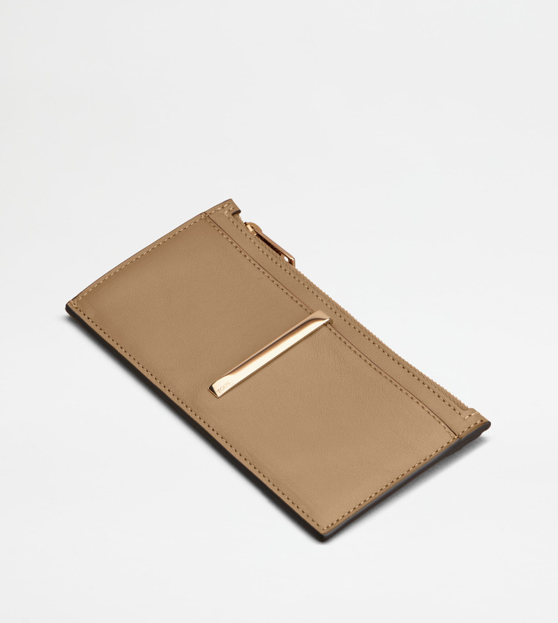 CARD HOLDER IN LEATHER - BEIGE 3