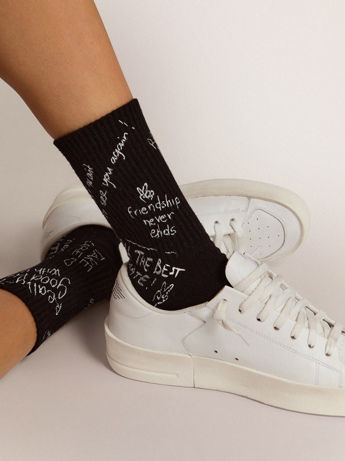 Black socks with white Golden Statement lettering - 3
