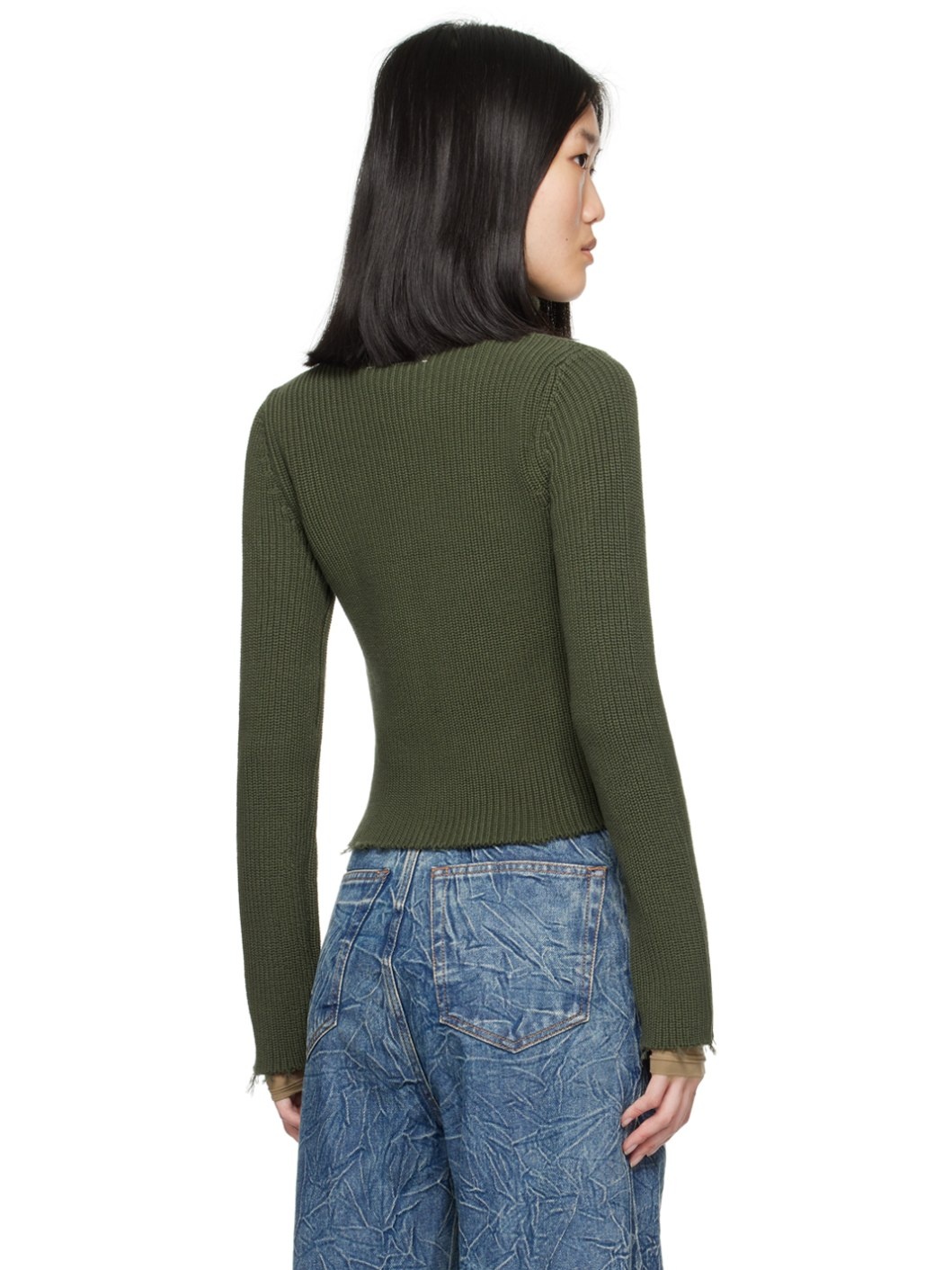 Green Ribbed Sweater - 3