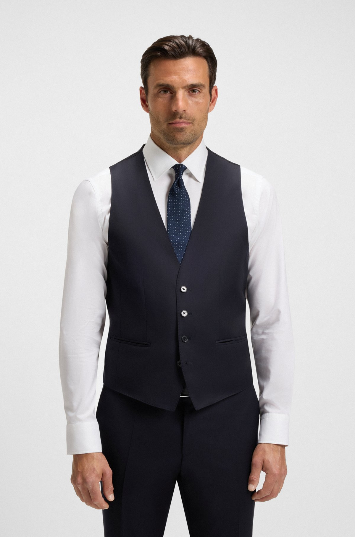 SINGLE-BREASTED WAISTCOAT IN VIRGIN-WOOL SERGE - 2