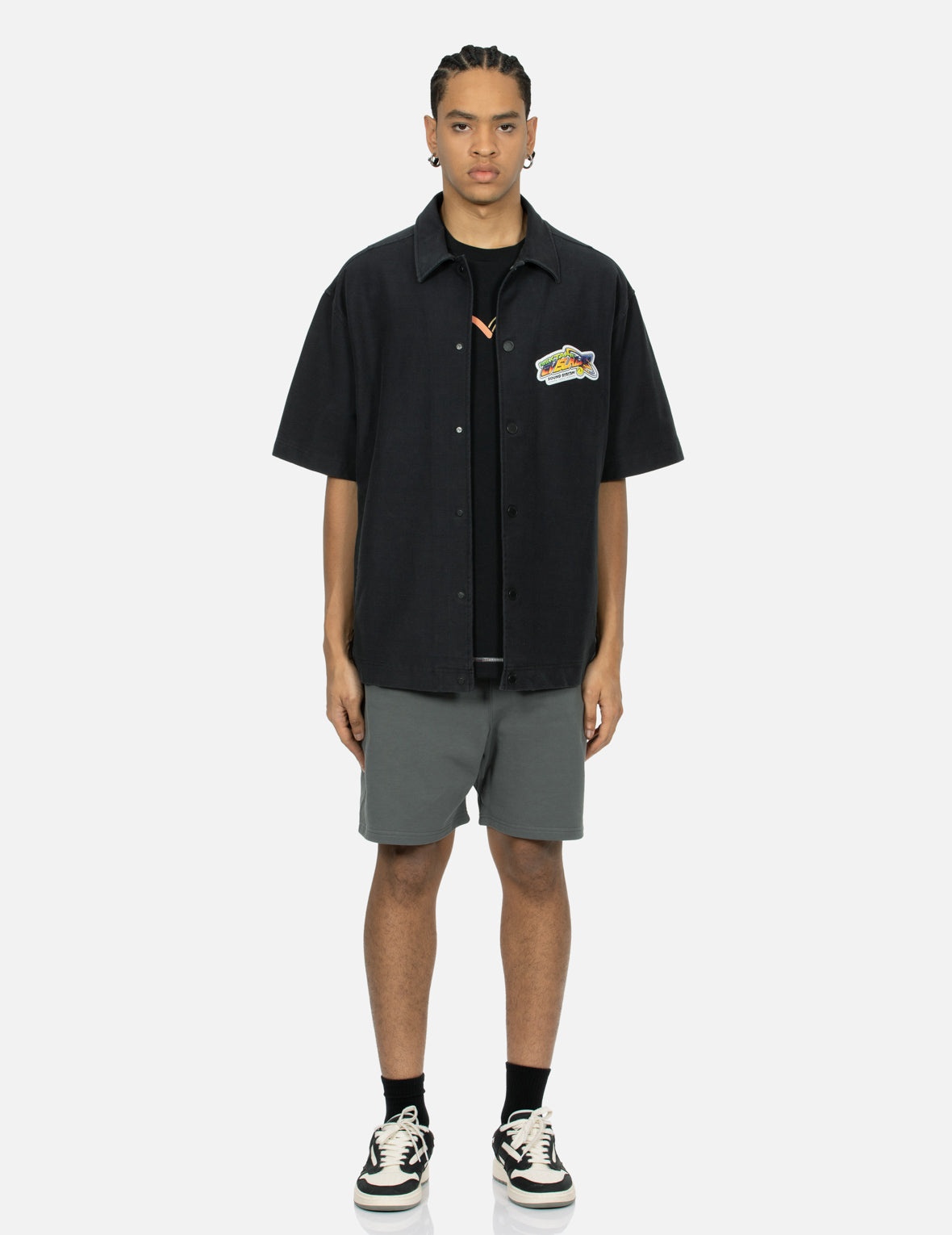 3D Badge and Digital Print Oversized Short-Sleeve Shirt - 6