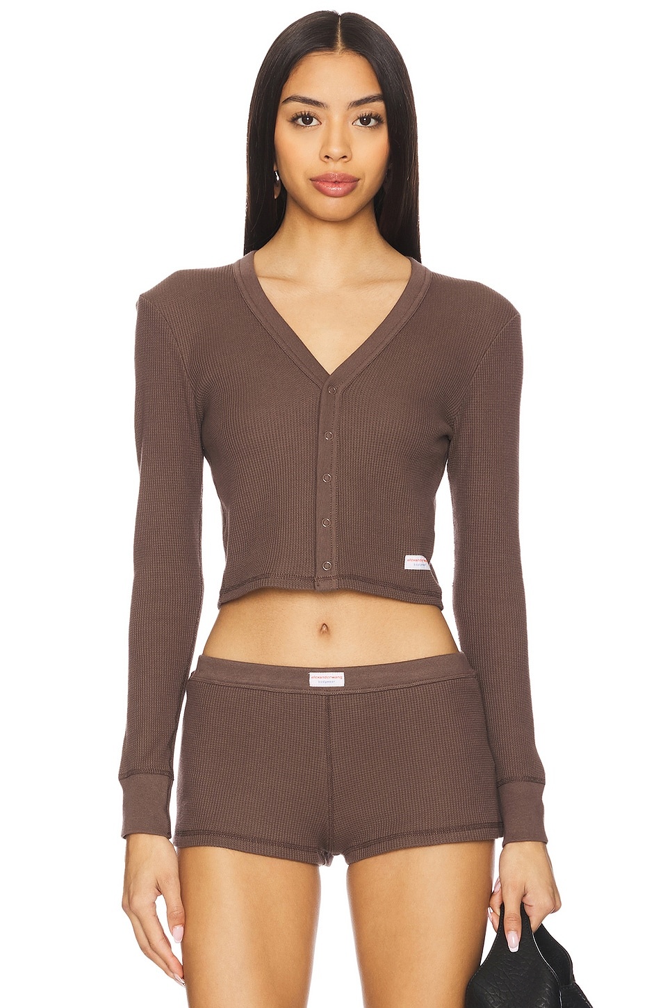 Long Sleeve Waffle Cardigan - 1