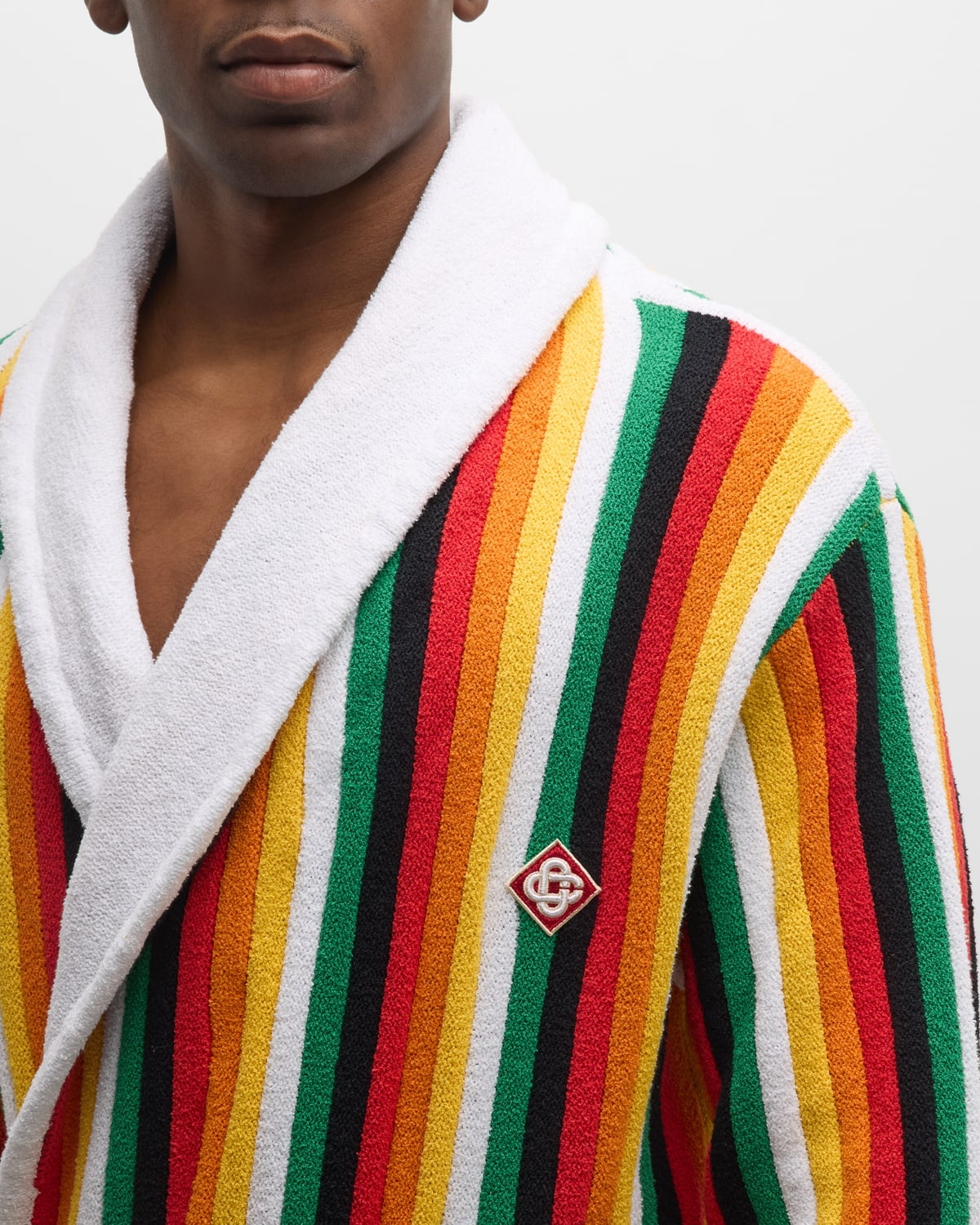 Men's Stripe Toweling Robe - 5