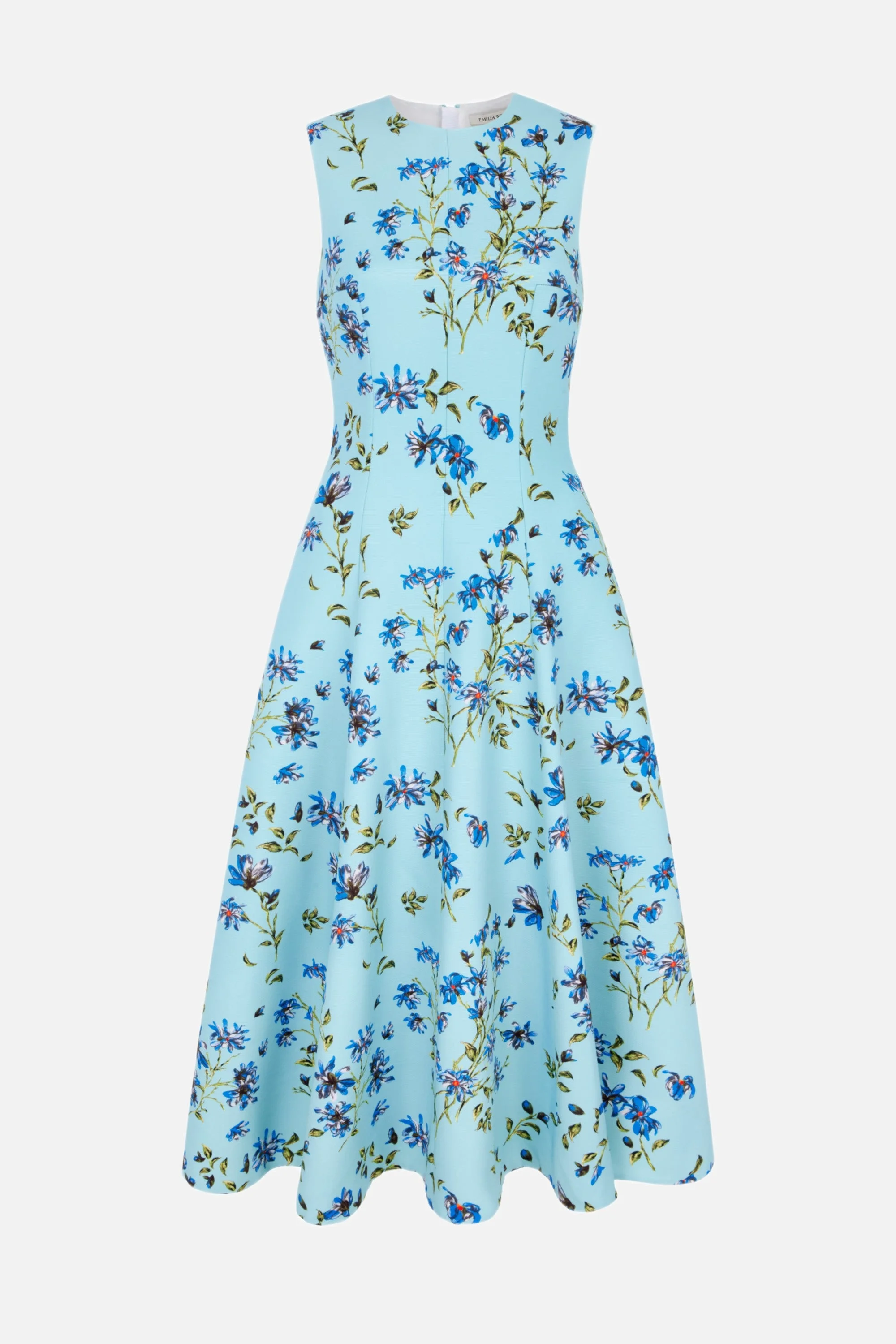 Mara Dress in Blue Magnolia Taffeta Faille - 1
