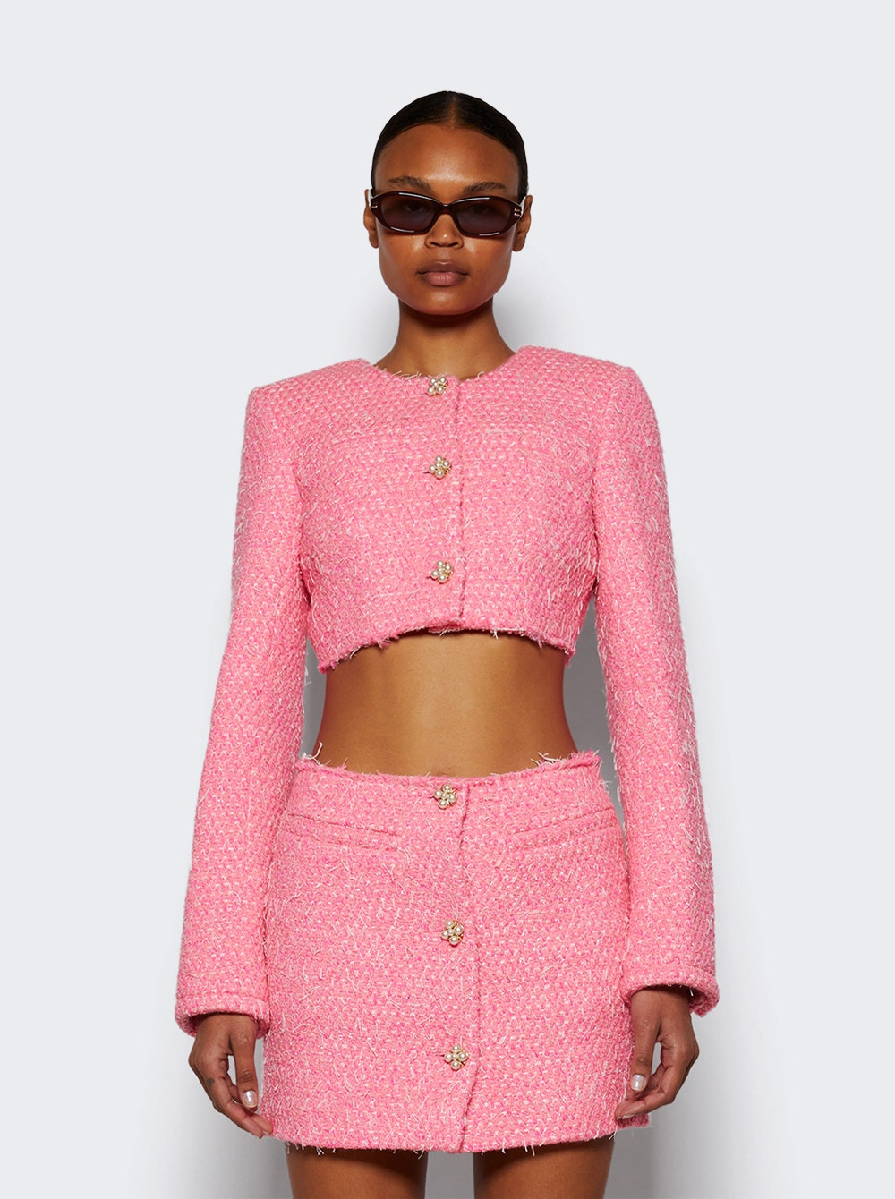 Deconstructed Tweed Jacket Hot Pink - 3
