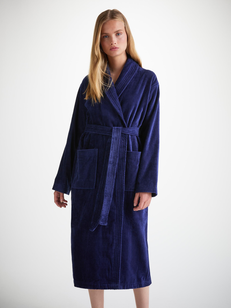 Women's Bathrobe Triton 10 Terry Cotton Navy 4