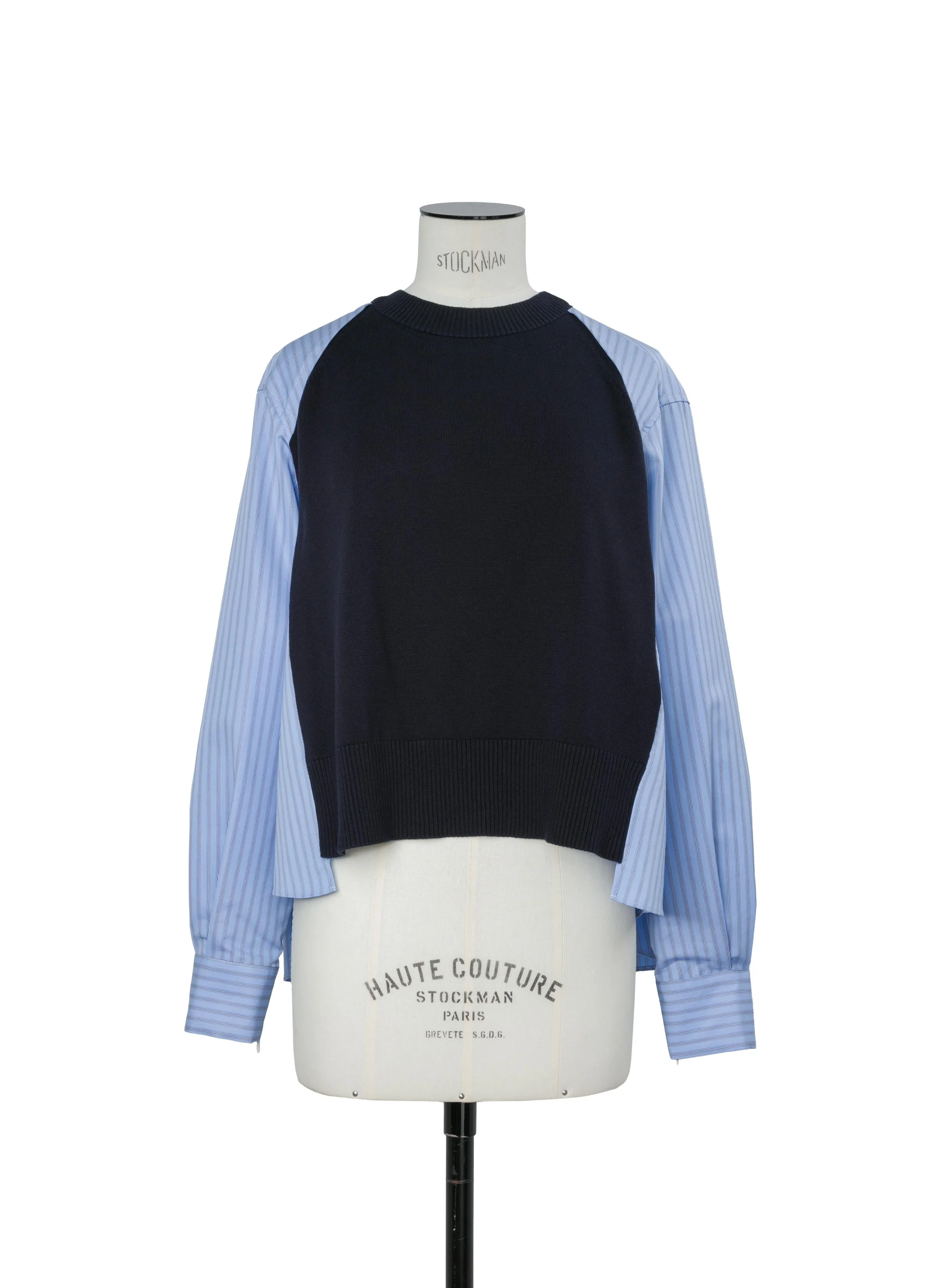 Poplin x Cotton Knit Pullover - 1