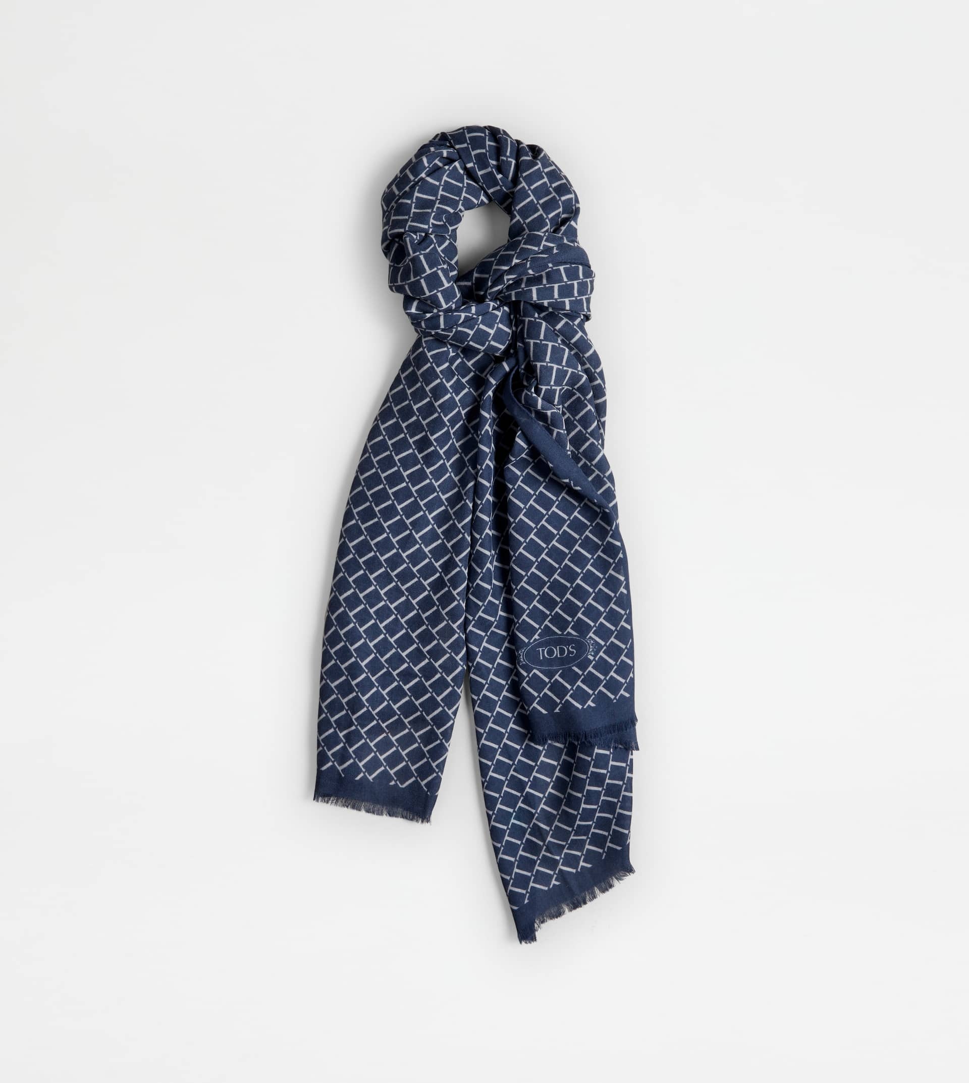 SCARF IN WOOL - BLUE - 1