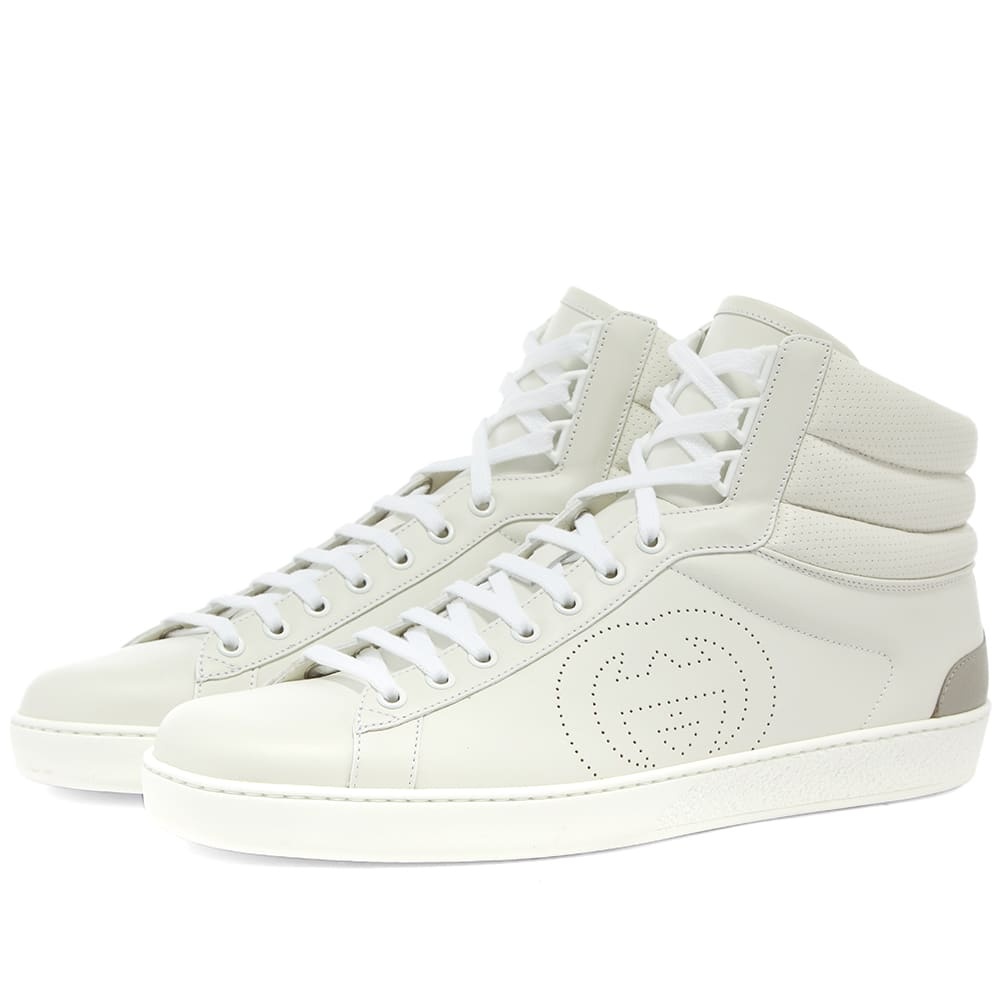 Gucci Perforated GG New Ace High Leather Sneaker - 1