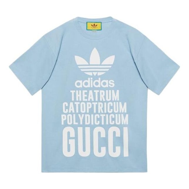 Gucci x adidas Cotton T-Shirt 'Light Blue' 616036-XJEW2-4709 - 1