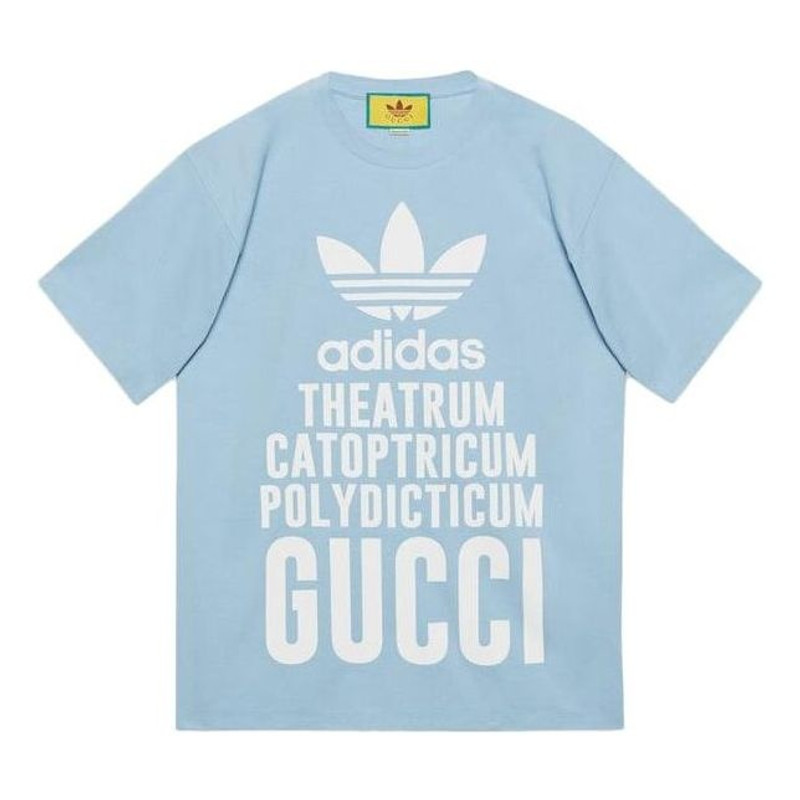 Gucci x adidas Cotton T-Shirt 'Light Blue' 616036-XJEW2-4709 - 1