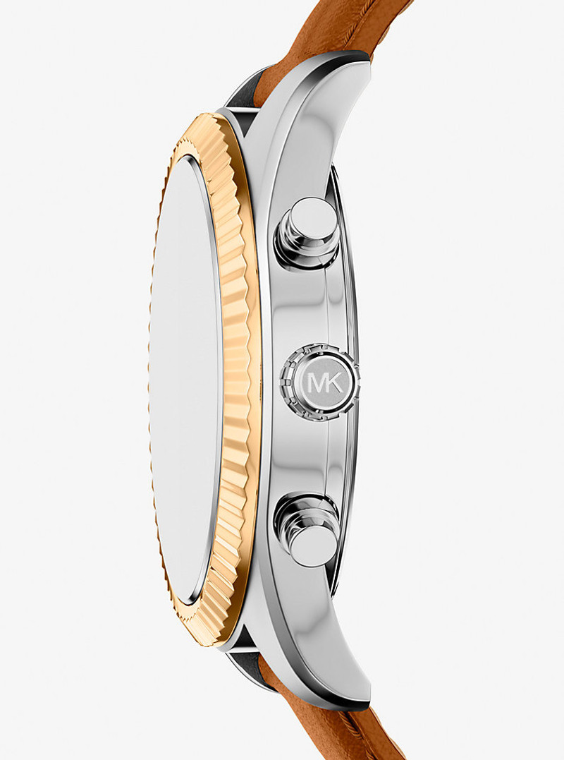 MICHAEL KORS Oversized Lexington Two-Tone and Leather Watch outlook