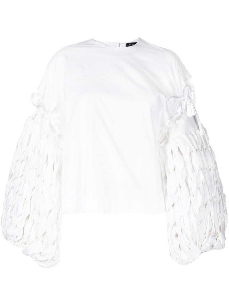 woven puff-sleeve blouse 1