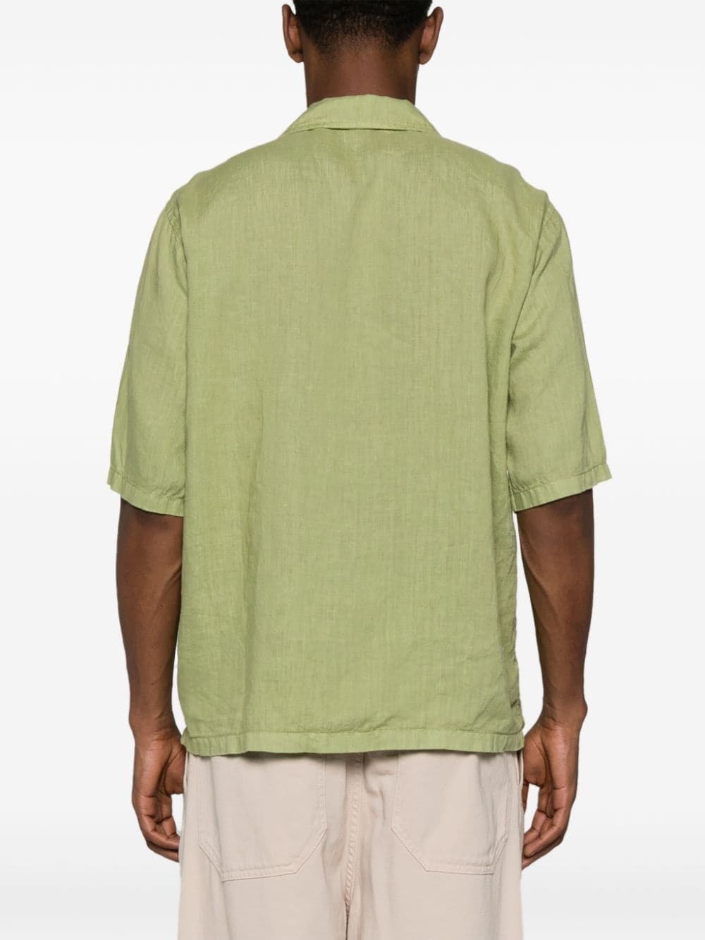 camp-collar linen shirt - 4