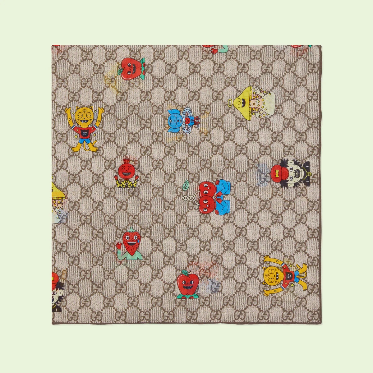 GG emoji print cotton scarf - 1