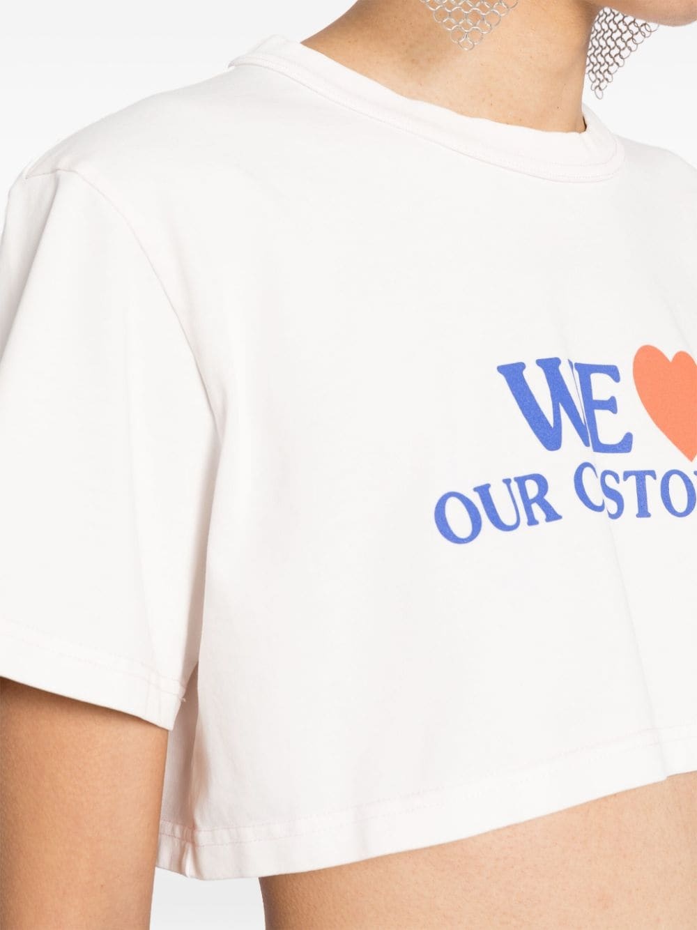 We Love Our Customers-print cotton T-shirt - 5