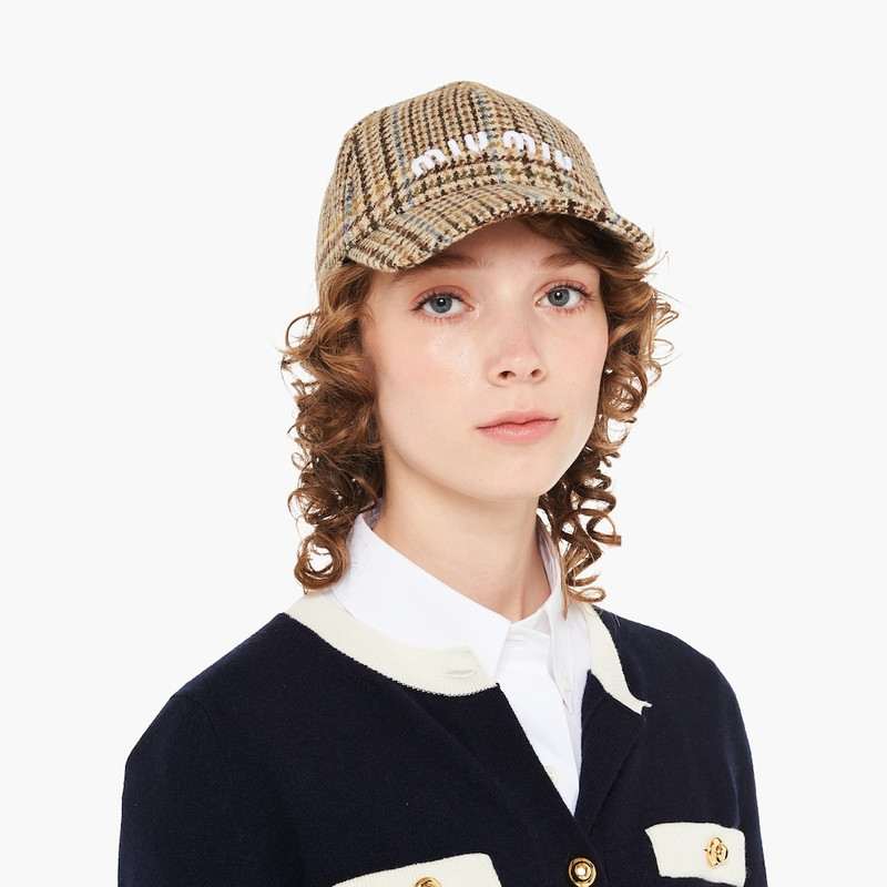 Miu Miu Plaid Shetland wool baseball cap outlook
