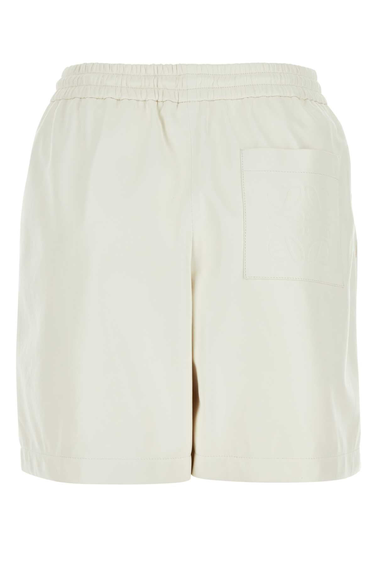 Loewe Women White Leather Shorts - 2