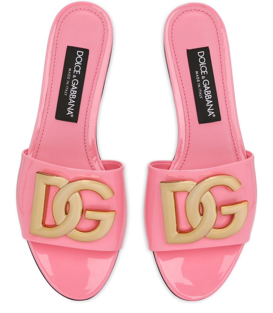 Patent leather sliders with DG logo - 4