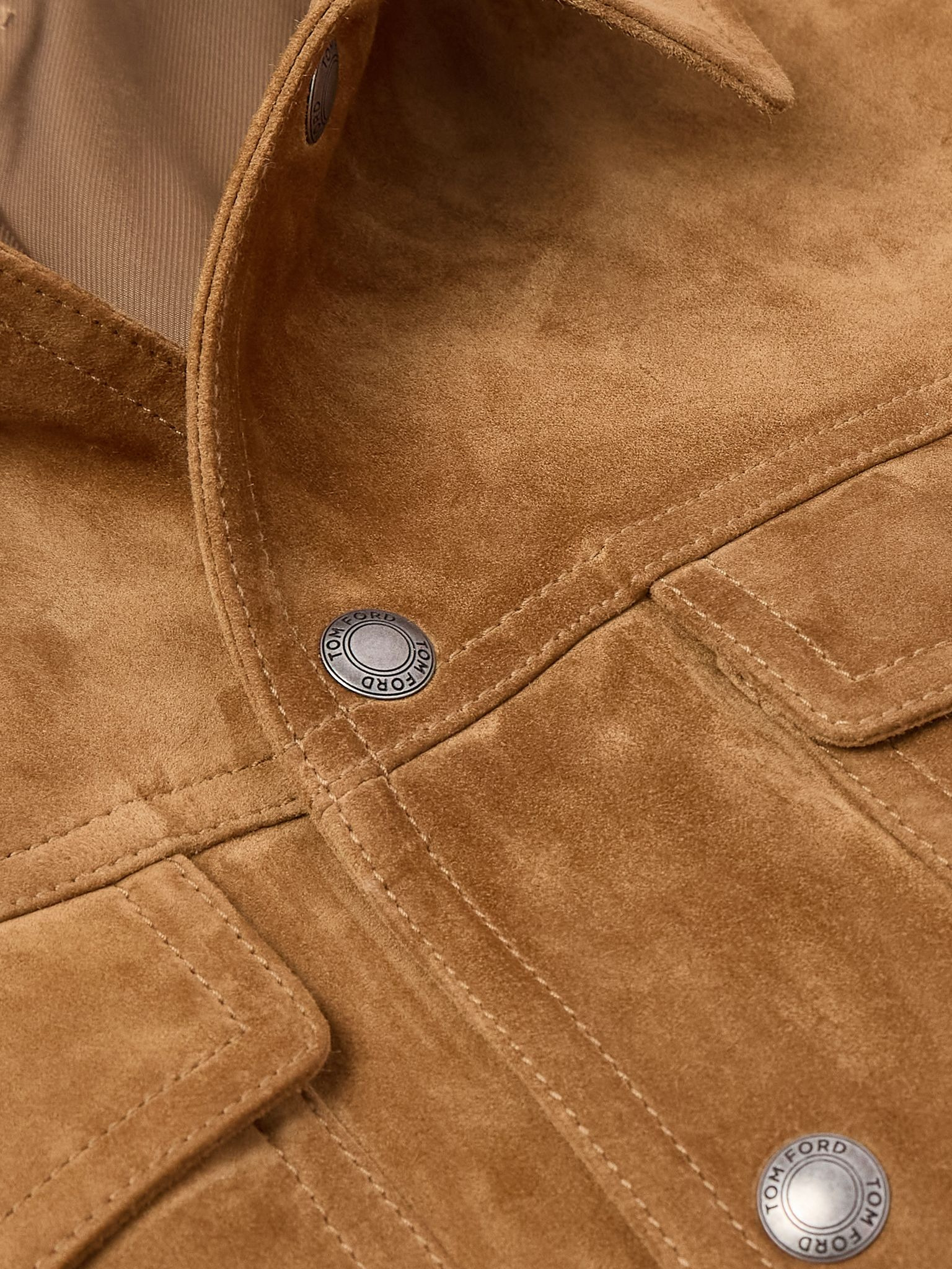 Slim-Fit Suede Jacket Tan - 5
