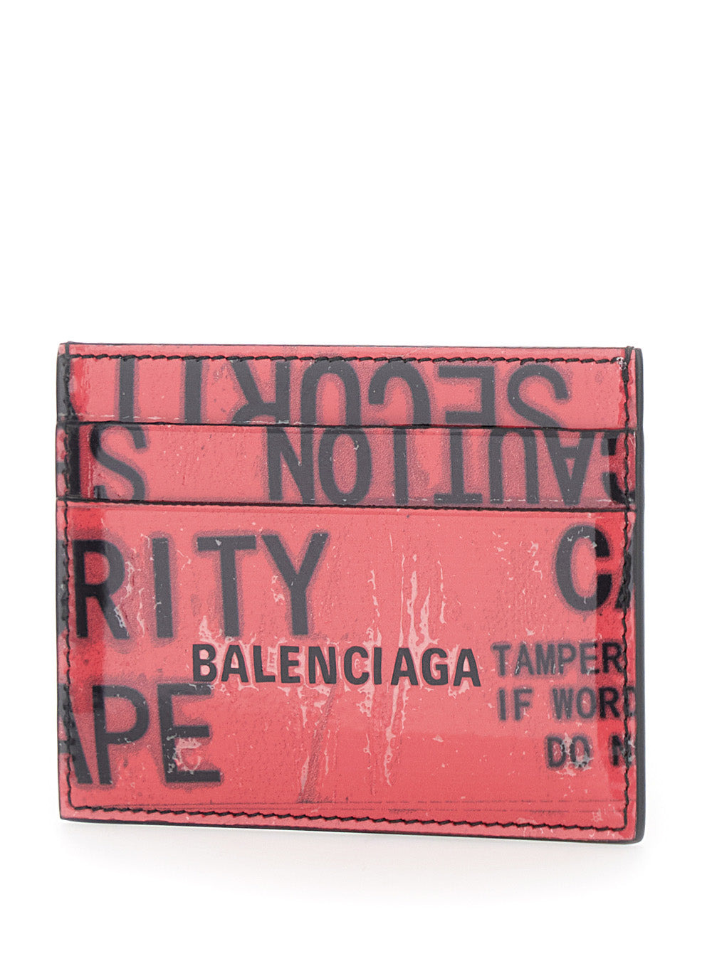 Balenciaga Men Red Card Holder With Maxi Lettering In Leather Man - 2