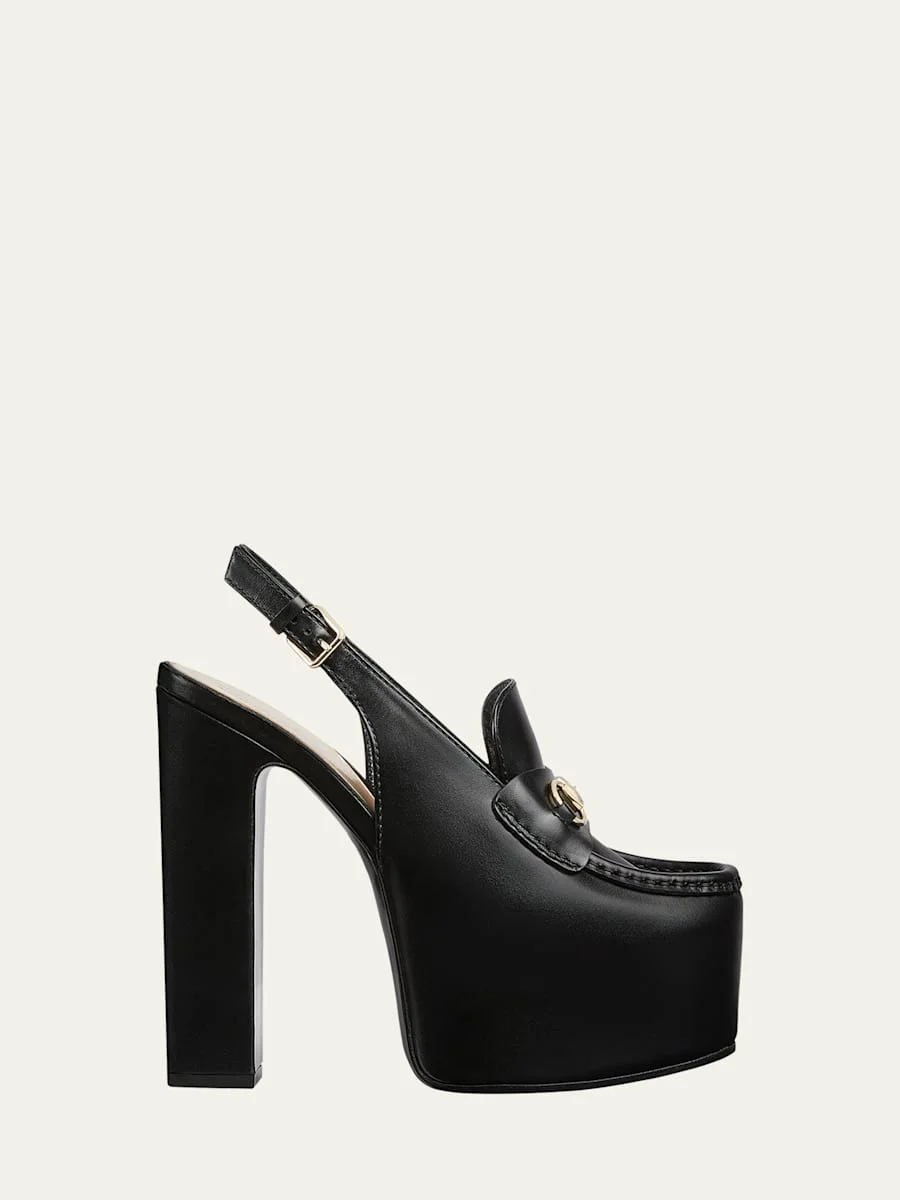 Ottavia Leather Platform Loafer Pumps - 1