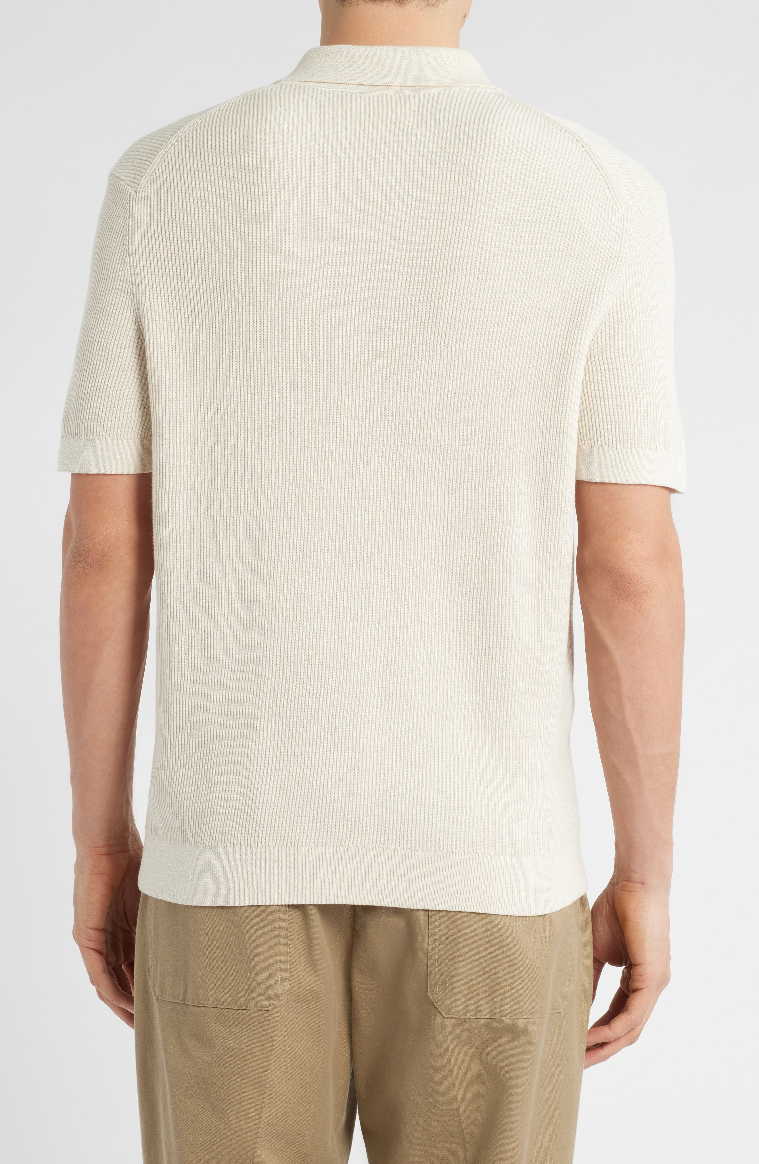 NN07 Hansie 6600 Organic Cotton Quarter Zip Sweater Polo in Ivory at Nordstrom - 2