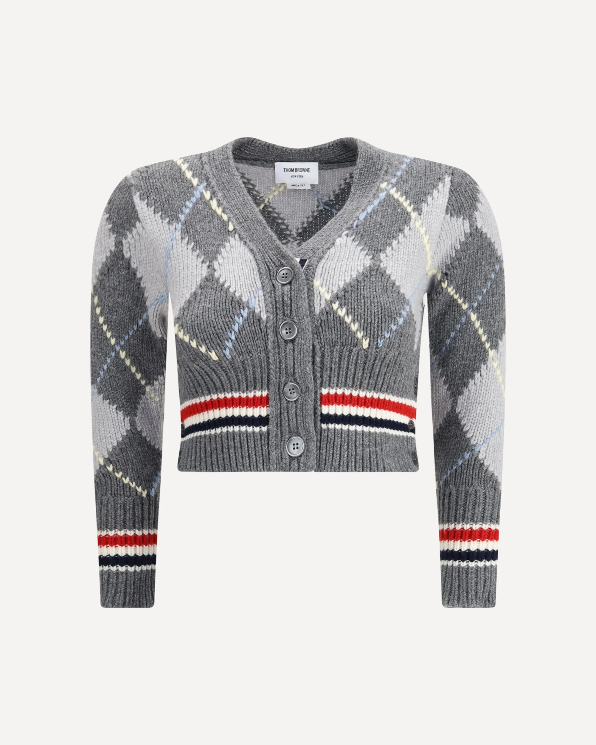 Argyle V-Neck Cardigan - 1