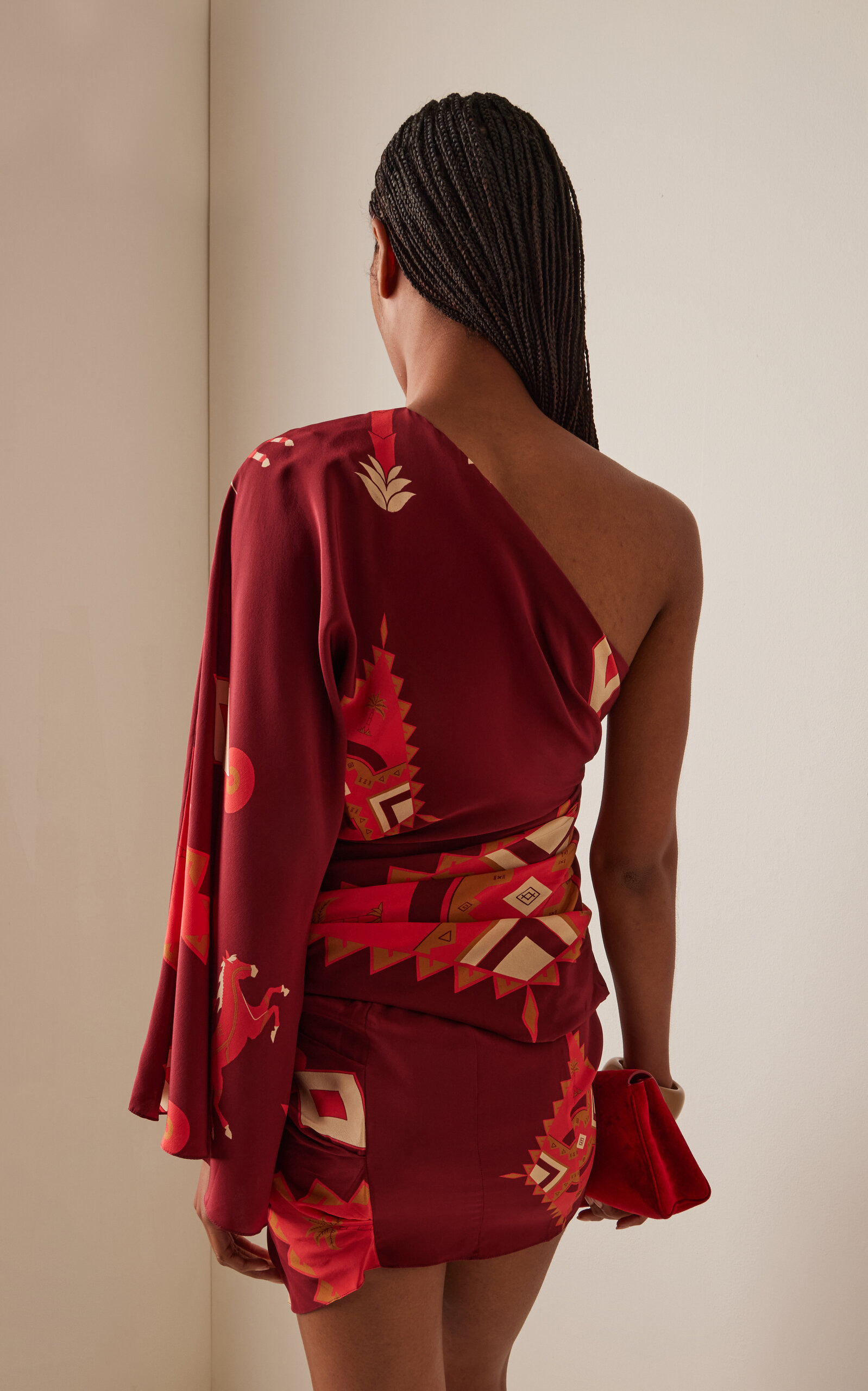 Hidden Oasis Silk Mini Dress burgundy - 4